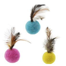  JoyPet игрушка для кошек Мяч из овечьей шерсти с перьями птицы, фото 3 