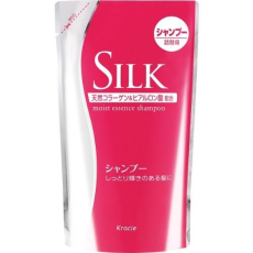  KRACIE Silk Moist Essence Shampoo Увлажняющий шампунь для волос, с шелком и природным коллагеном, с цветочно-фруктовым ароматом, сменная упаковка 350мл., фото 1 