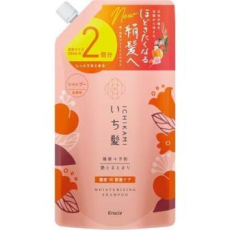  KRACIE Ichikami Double Moisturizing Care Shampoo Шампунь для интенсивного увлажнения поврежденных волос, с ароматом абрикоса и цветущей горной вишни, сменная упаковка с крышкой 660мл., фото 1 