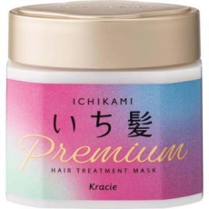  KRACIE Ichikami Premium Hair Treatment Mask Маска для защиты и восстановления волос, на основе масел премиум-класса, с ароматом цветущей вишни, банка 200г., фото 1 