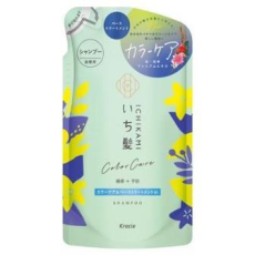  KRACIE Ichikami Color Care & Base Shampoo Восстанавливающий шампунь для ухода за окрашенными волосами, с ароматом цветущей горной вишни и цветков лимона, сменная упаковка 330мл., фото 1 