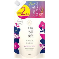  KRACIE Ichikami Smooth Care Shampoo Шампунь для поврежденных волос, разглаживающий, с ароматом цветущей горной вишни, сменная упаковка с крышкой 660мл., фото 1 