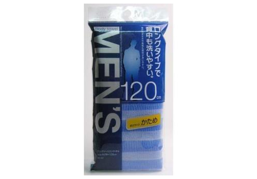  AISEN Nylon Men's Hard Мочалка массажная мужская удлиненная, жесткая, синяя в полоску, 28X120см., фото 1 