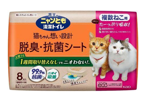  KAO Салфетка для кошачьего туалета антибактериальная для 2-ух и более кошек 8шт, фото 1 