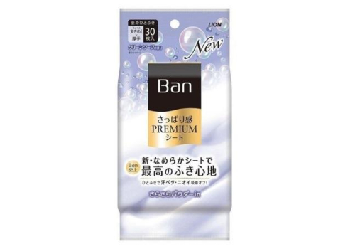  LION Дезодорант для всего тела в форме салфеток "Ban Premium Refresh Shower Sheets" (с пудрой, аромат «Цветочное мыло») 30 шт., фото 1 