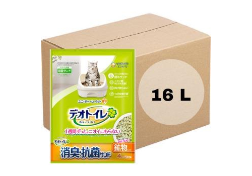  Unicharm Наполнитель для кошачьего туалета цеолитовый крупные гранулы водоотталкивающий 4л х 4уп, фото 1 