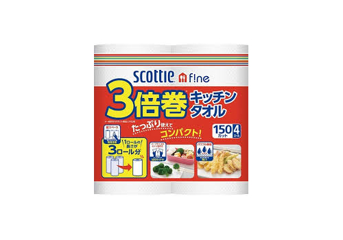  NP Бумажные полотенца для кухни повышенной плотности Crecia "Scottie f!ne" (150 листов в рулоне) х 4 рулона, фото 1 