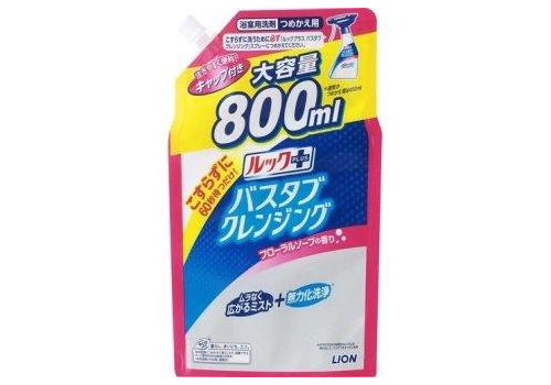  LION Чистящее средство для ванной комнаты "Look Plus" быстрого действия (с ароматом мыла) 800 мл, мягкая упаковка с крышкой, фото 1 