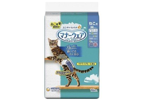  Unicharm Подгузники для кошек размер М 4,5-6,5 кг (30-40) см 16 шт, фото 1 