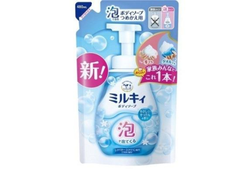  COW Milky Foam Gentle Soap Увлажняющее мыло-пенка для тела, с маслом ши и скваланом, с нежным ароматом цветочного мыла, мягкая упаковка, 480мл., фото 1 