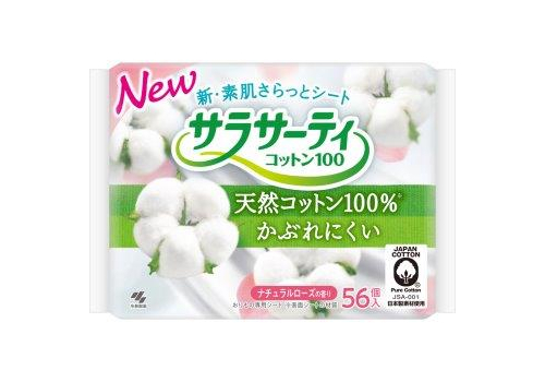  Kobayashi Sarasaty Cotton 100% Ежедневные гигиенические прокладки 100% хлопок, с ароматом розы, 56шт, фото 1 