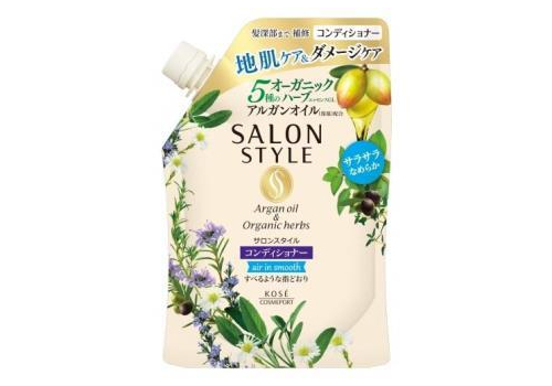  KOSE Salon Style Air in Smooth Кондиционер для волос разглаживающий, с органическими маслами, с ароматом цветов и трав, мягкая упаковка, 360мл., фото 1 
