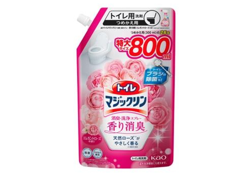  KAO Toilet Magiclean Deodorant & Clean Elegant Rose Чистящее и дезодорирующее средство для туалета, с ароматом роз, мягкая упаковка с крышкой 800мл., фото 1 