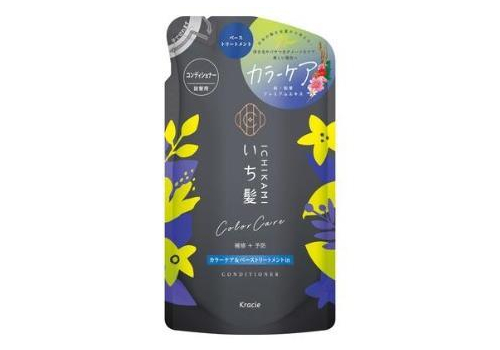  KRACIE Ichikami Color Care & Base Conditioner Восстанавливающий кондиционер для ухода за окрашенными волосами, с ароматом цветущей горной вишни и цветков лимона, сменная упаковка 330г., фото 1 