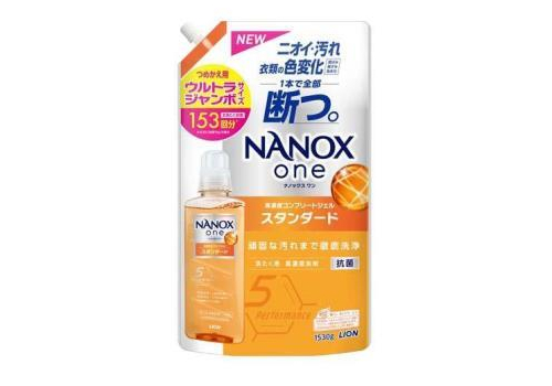 LION Nanox One Standard Концентрированное жидкое средство для стирки белья, против стойких загрязнений, мягкая упаковка с крышкой 1530г., фото 1 
