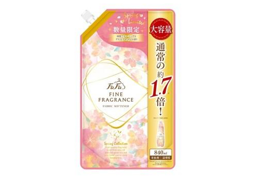  NS FAFA JAPAN Парфюмированный кондиционер-ополаскиватель для белья  Fine Fragrance Spring Collection, (Лимитированный выпуск) с ароматом цветущей сакуры и нотками жасмина и фиалки, сменная упаковка с крышкой 840мл. 1/12, фото 1 