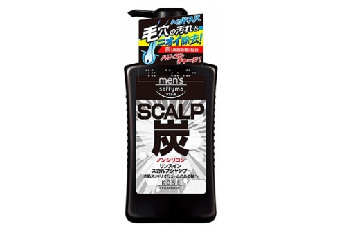  KOSE Mens Softymo Scalp Shampoo Charcoal Мужской шампунь с древесным углем "Глубокое очищение и объем", с ароматом мяты и цитрусовых, 550мл., фото 1 