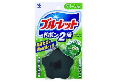  KOBAYASHI Bluelet Dobon Double Herb Таблетка для бачка унитаза очищающая и дезодорирующая, с эффектом окрашивания воды, с ароматом свежих трав, 120г., фото 1 