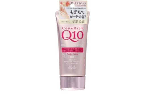  Крем для рук Coen Rich Q10 Fresh Peach  с коэнзимом Q10, увлажняющий, отбеливающий и повышающий упругость кожи, с ароматом персика KOSE 80г, фото 1 