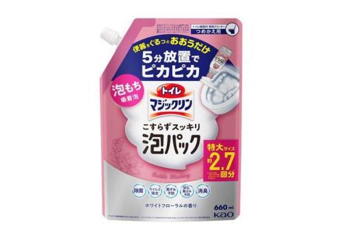  KAO Toilet Magiclean White Floral Чистящая и дезинфицирующая спрей-пенка для туалета, с ароматом белых цветов, мягкая упаковка с крышкой 660мл., фото 1 