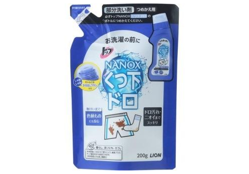  LION Top Nanox For Mud Dirt Жидкое средство для удаления темных пятен и въевшейся грязи перед стиркой, сменная упаковка, 200г., фото 1 