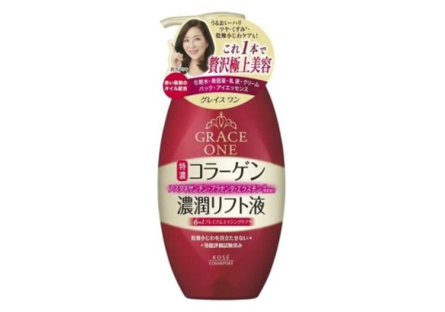  KOSE Grace One Moist Lift Perfect Essence Многофункциональная увлажняющая эссенция для ухода за зрелой кожей лица, с нежным ароматом прованской розы, 230мл., фото 1 