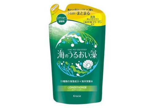  KRACIE Umi No Uruoiso Moisture Care Увлажняющий кондиционер для волос с экстрактами морских водорослей, с освежающим цветочно-морским ароматом, сменная упаковка 400г., фото 1 