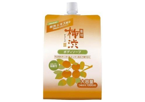  KUMANO YUSHI Kakishibu Body Soap Жидкое мыло для тела, антибактериальное, с экстрактом хурмы и гиалуроновой кислотой, сменная упаковка с крышкой 1000мл., фото 1 