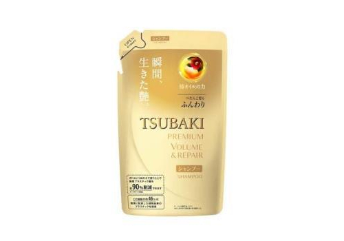  SHISEIDO Tsubaki Premium Volume Шампунь для восстановления и придания объема волосам, с маслом камелии, с цветочно-фруктовым ароматом, сменная упаковка 330мл., фото 1 