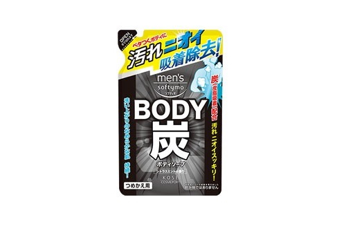  KOSE Mens Softymo Body Soap Charcoal Мужское жидкое мыло для тела, c древесным углем, для глубокого очищения и ухода, с цитрусовым ароматом, мягкая упаковка, 400мл., фото 1 