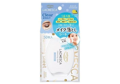  KOSE Влажные салфетки "Softymo Lachesca Clear" для снятия макияжа на водной основе, размер 15 х 20 см, 50 шт., фото 1 